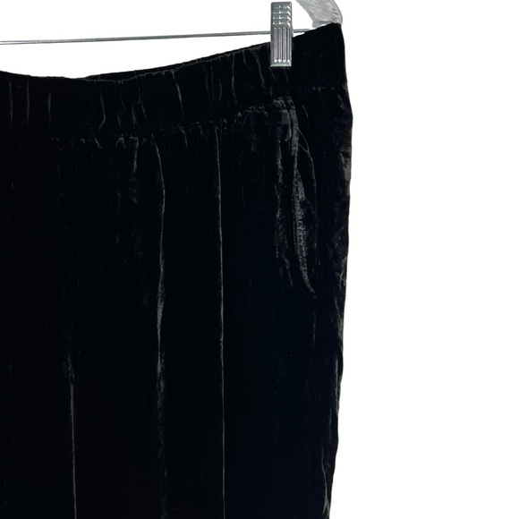 EILEEN FISHER Black Silk Blend Crushed Velvet Taper Leg Elastic Waist Pants - Picture 3 of 5